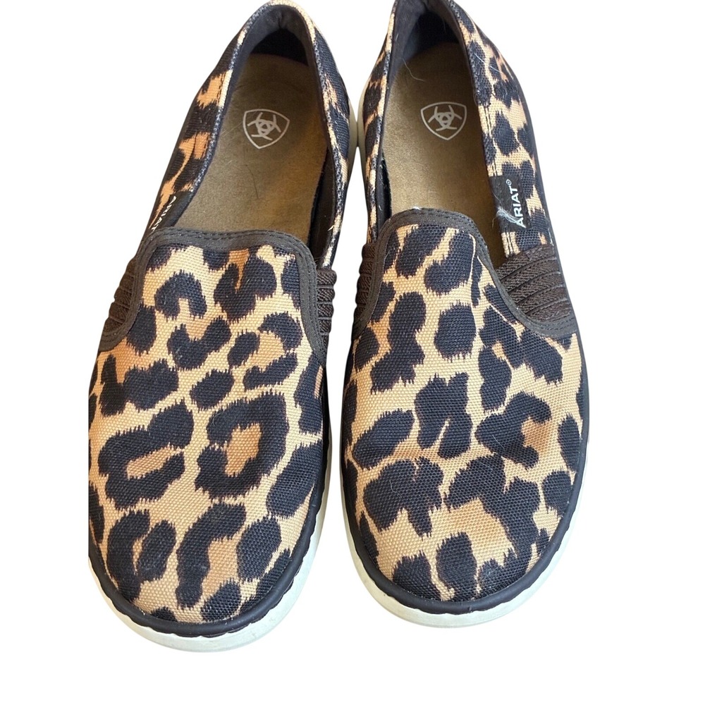 Ariat Cruiser Lightweight Leopard Print Canvas Slip On Loafers Brown 8.5 M